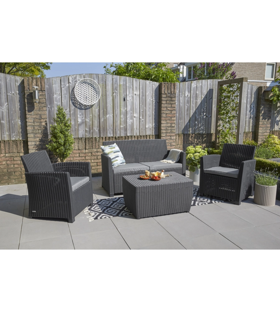 Set da giardino keter "mia lounge set" in polipropilene colore grafite, 4 posti