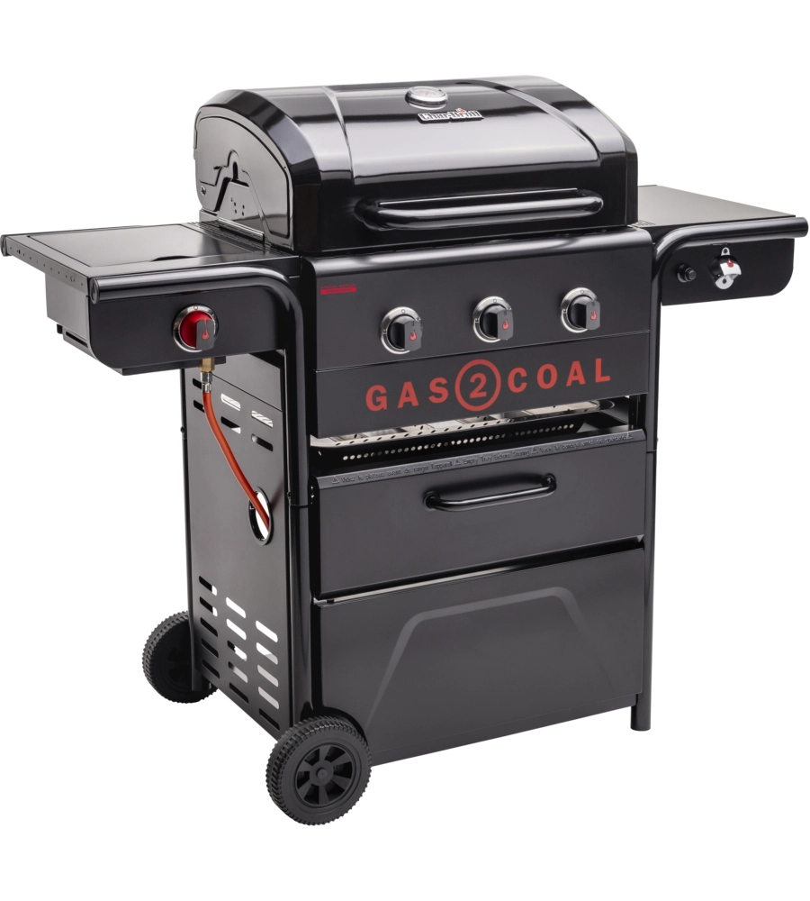 Barbecue a gas/carbone char broil "gas2coal 2.0 330 special edition" in acciaio con 3 bruciatori, 133,4x63x117 cm