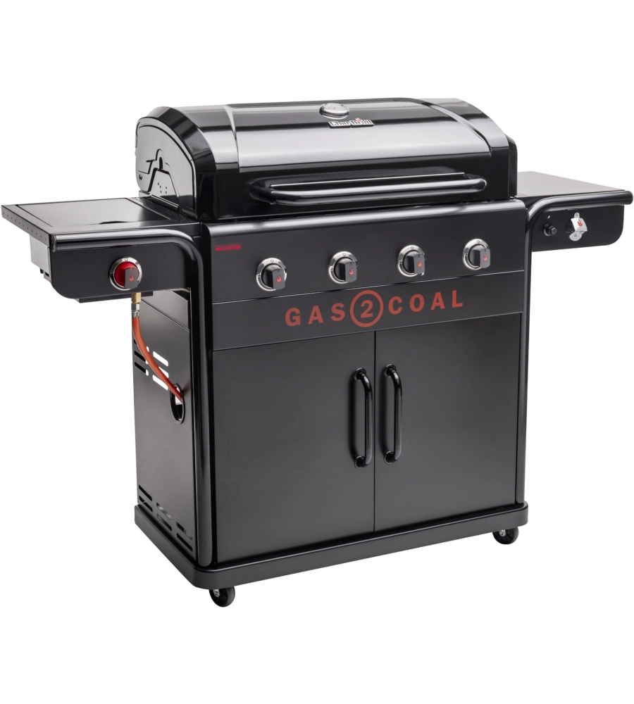 Barbecue a gas/carbone char broil "gas2coal 2.0 440 special edition" in acciaio con 4 bruciatori, 155x63x117 cm