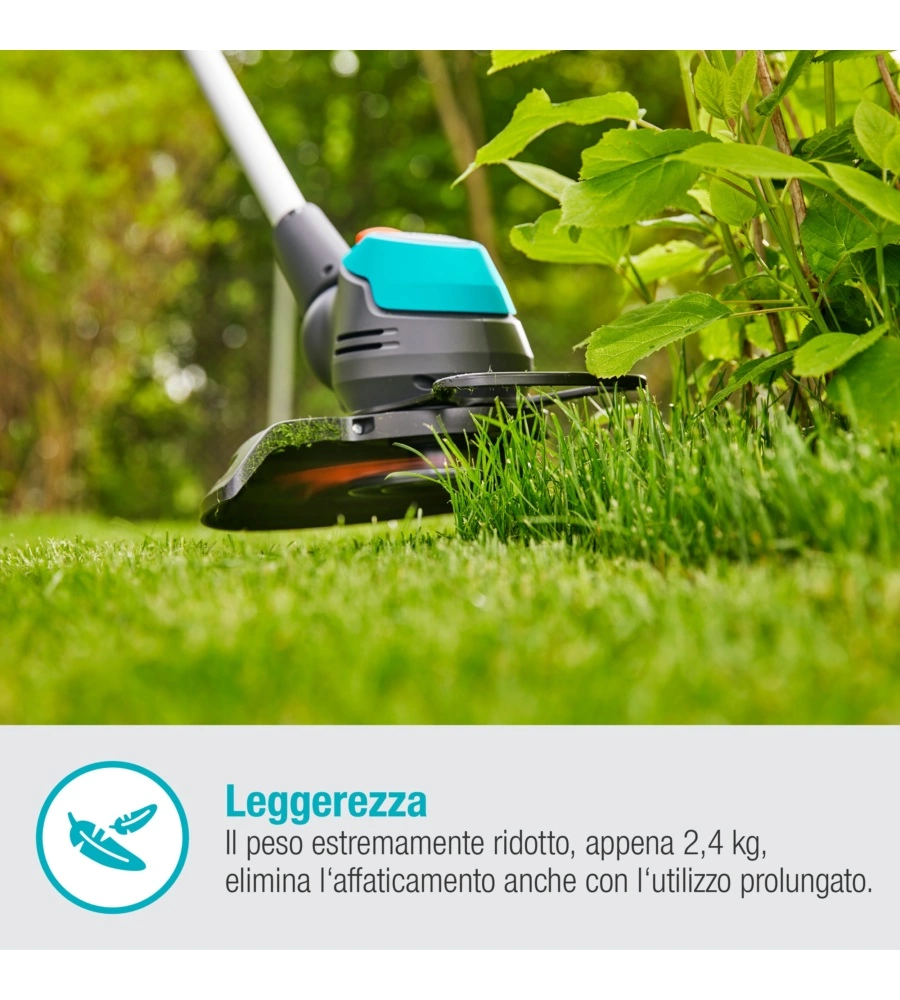 Trimmer a batteria gardena "easy cut 23" diametro 23 cm 18v 2ah, caribatterie incluso