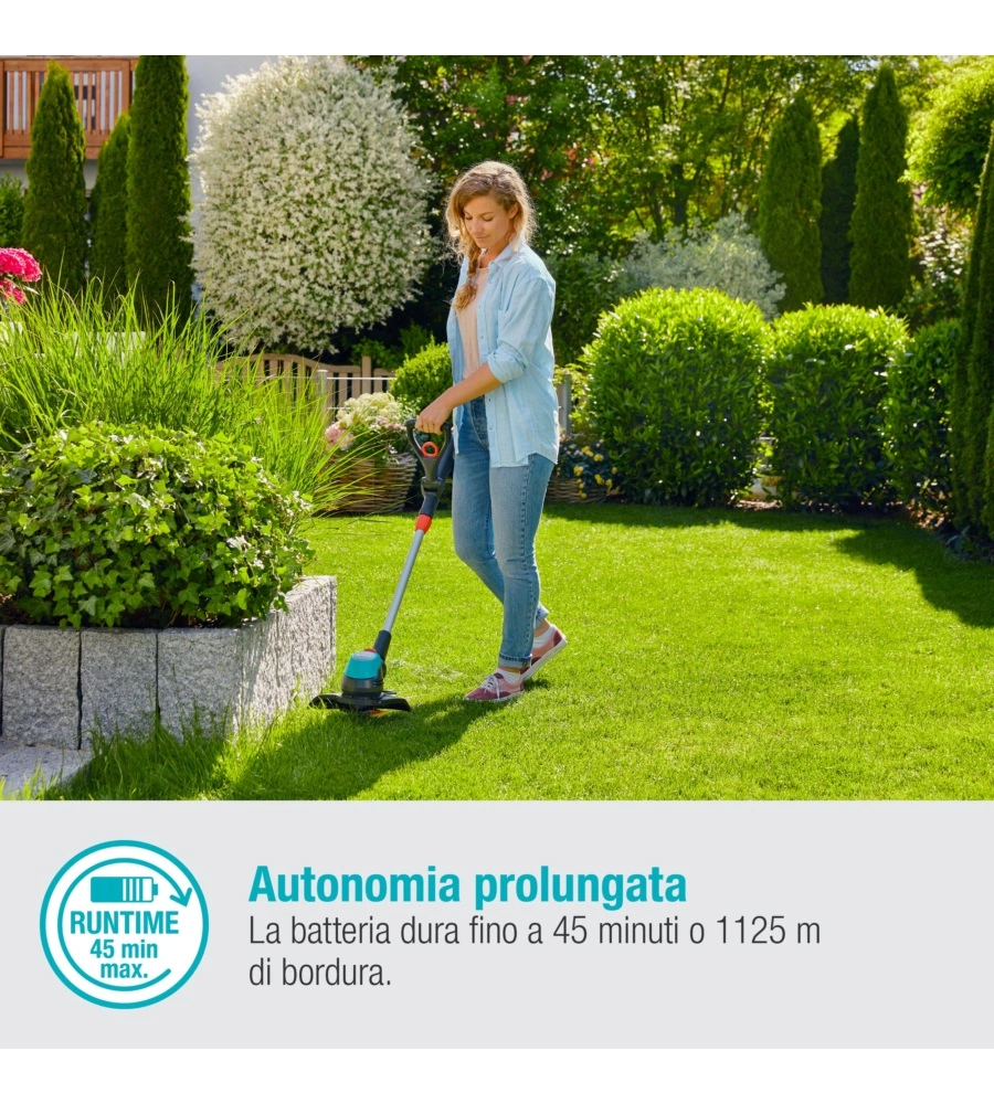 Trimmer a batteria gardena "easy cut 23" diametro 23 cm 18v 2ah, caribatterie incluso