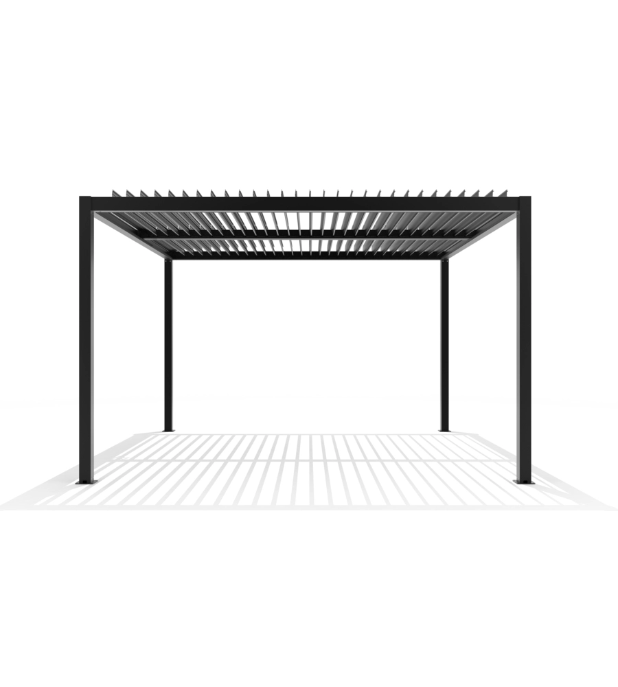 Pergola bioclimatica motorizzata riviera "calicantus plus" in alluminio colore antracite 4x4x2,5 mt