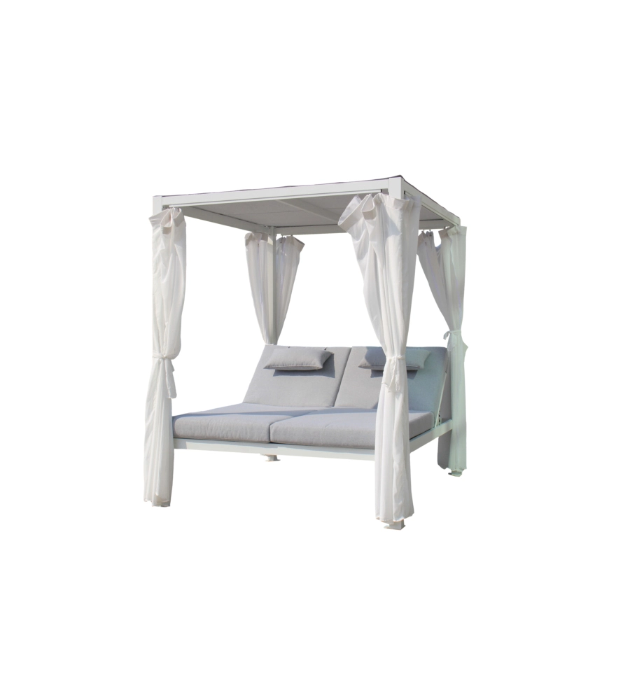 Pergola con tetto prendisole a due piazze riviera "sunlounge tulipano" in alluminio colore bianco 1,9x1,9 mt