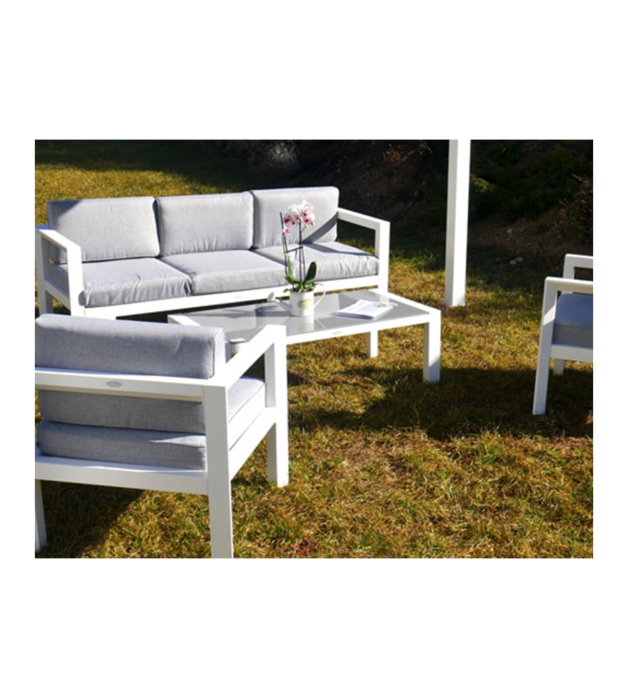 Set da esterno riviera "hibiscus" in alluminio colore bianco e grigio, 5 sedute e un tavolino