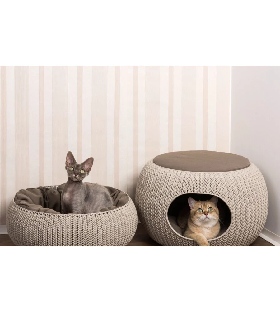 Cuccia per cani e gatti keter "cozy" chiusa a 2 piani in resina colore beige, 57x58x24 cm