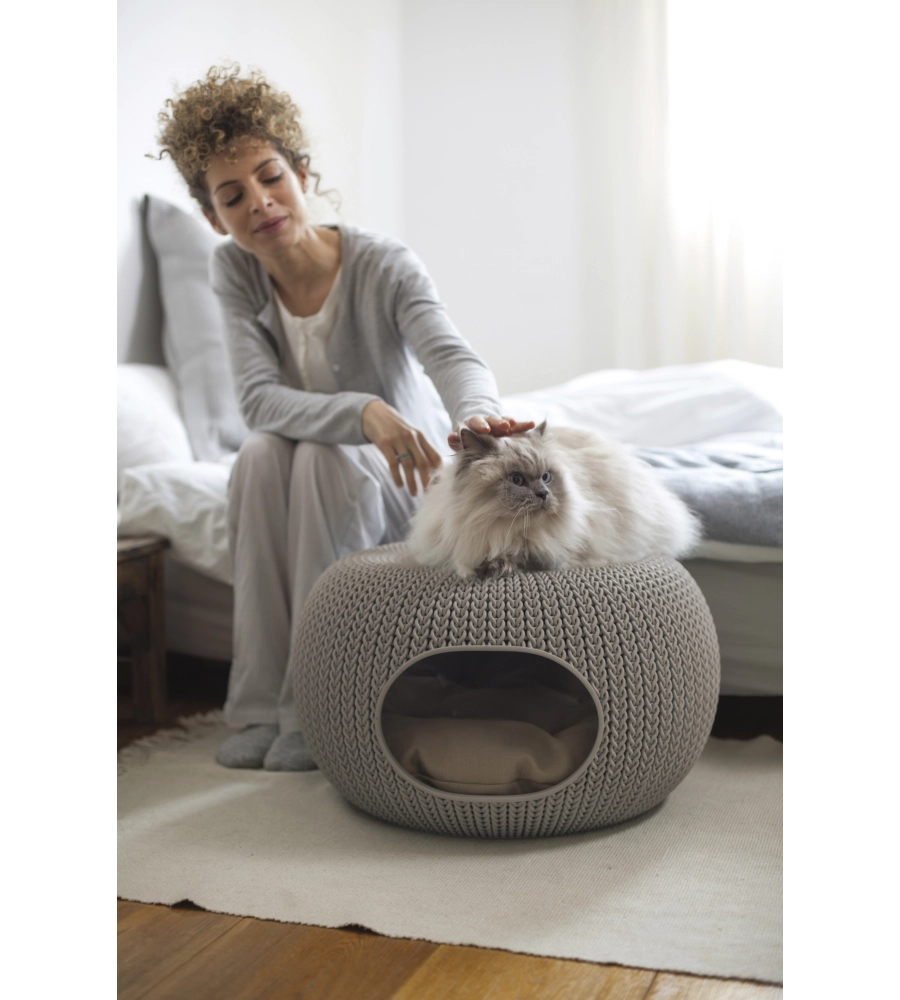 Cuccia per cani e gatti keter "cozy" chiusa a 2 piani in resina colore beige, 57x58x24 cm