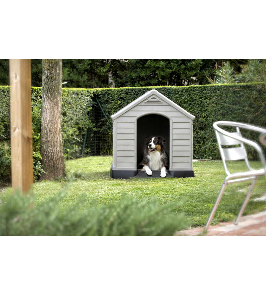 Cuccia per cani da esterno keter "dog house" in resina colore beige, 99x95x99 cm