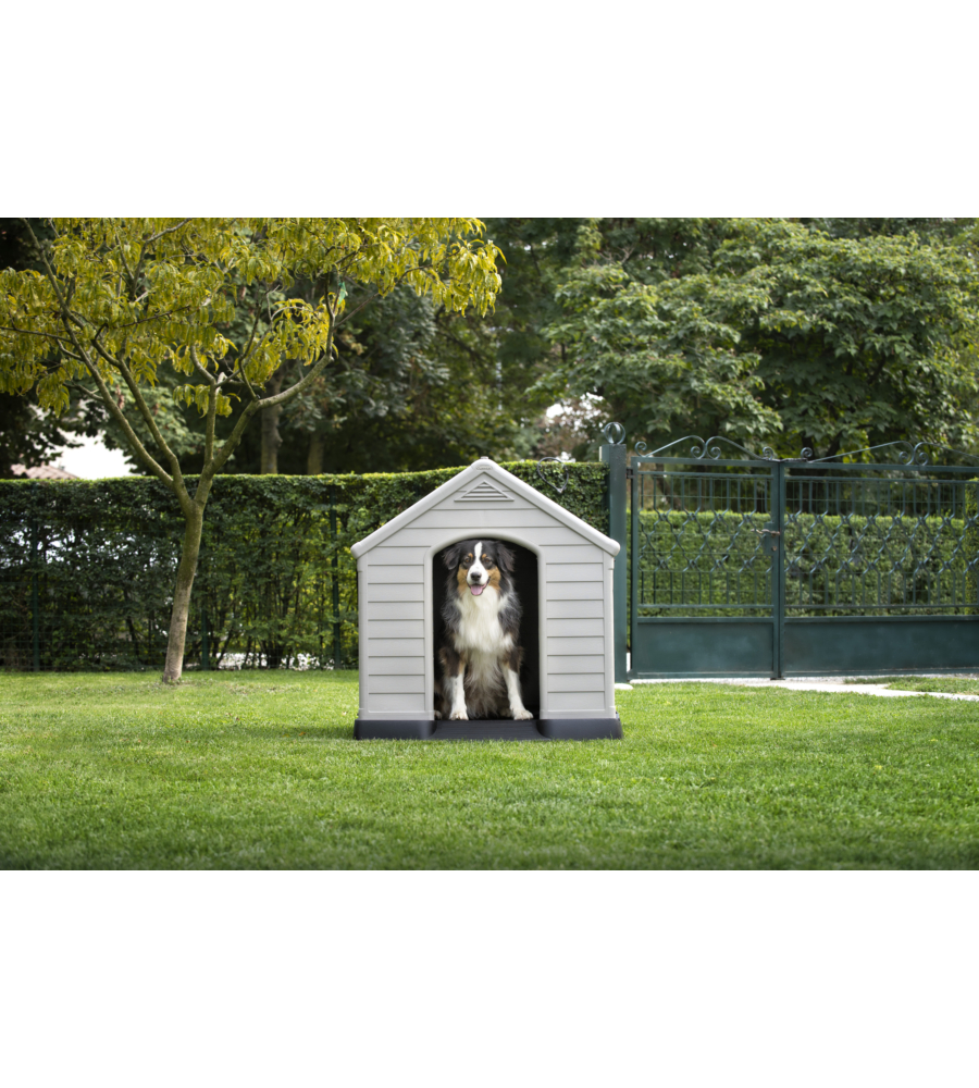 Cuccia per cani da esterno keter "dog house" in resina colore beige, 99x95x99 cm