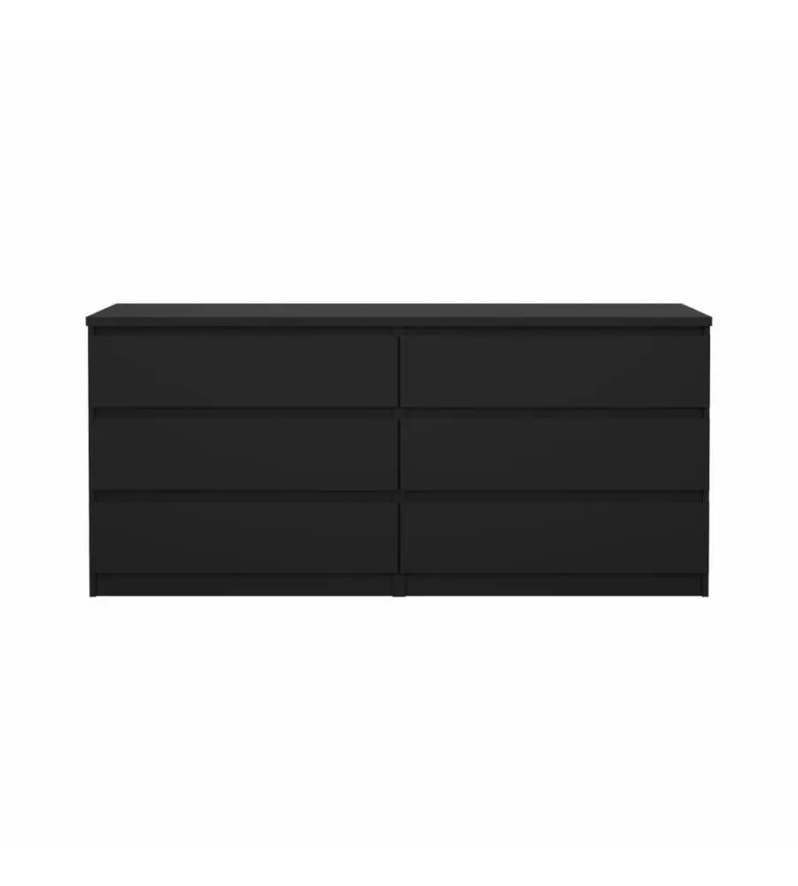 Cassettiera doppia "naia" con 6 cassetti colore nero opaco, 153,8x50x70,1 cm