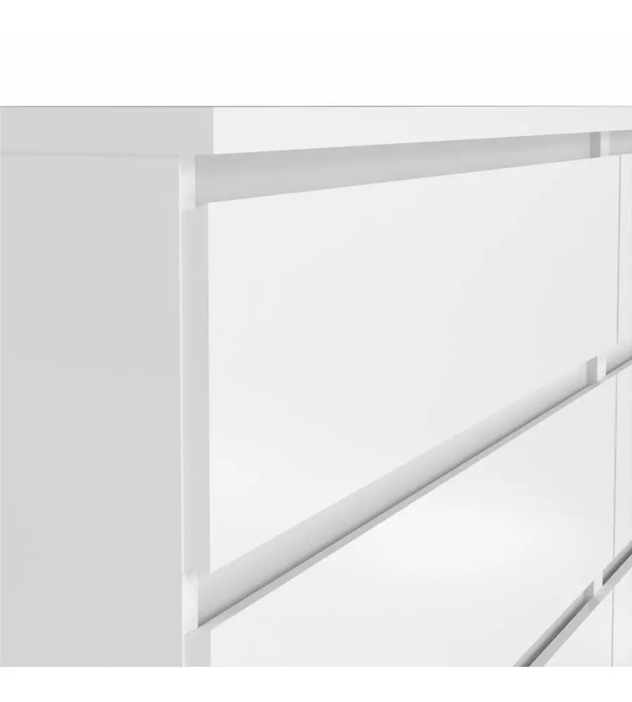 Cassettiera doppia "naia" con 6 cassetti colore bianco lucido, 153,8x50x70,1 cm