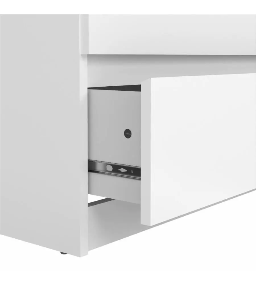 Cassettiera doppia "naia" con 6 cassetti colore bianco lucido, 153,8x50x70,1 cm