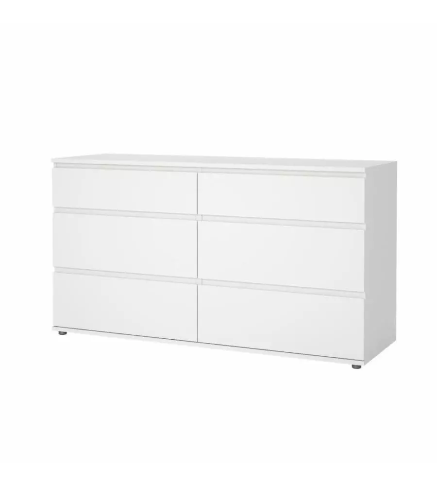 Cassettiera doppia "nova" con 6 cassetti colore bianco, 153,4x50x83,7 cm