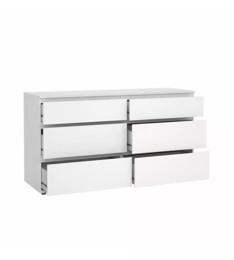 Cassettiera doppia "nova" con 6 cassetti colore bianco, 153,4x50x83,7 cm