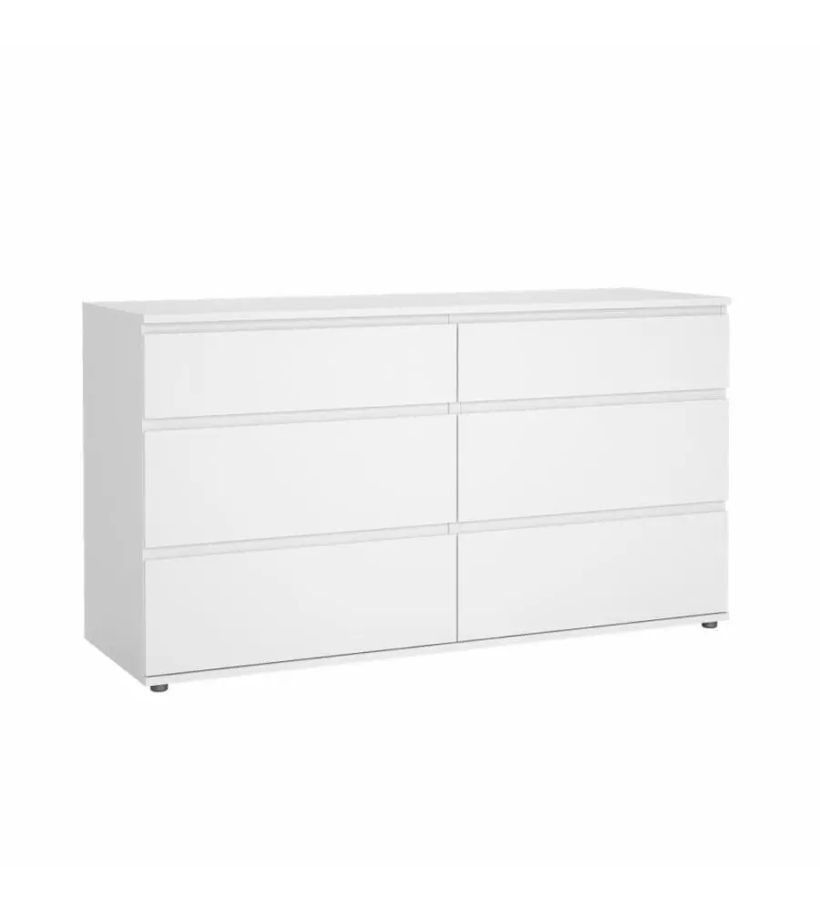 Cassettiera doppia "nova" con 6 cassetti colore bianco, 153,4x50x83,7 cm