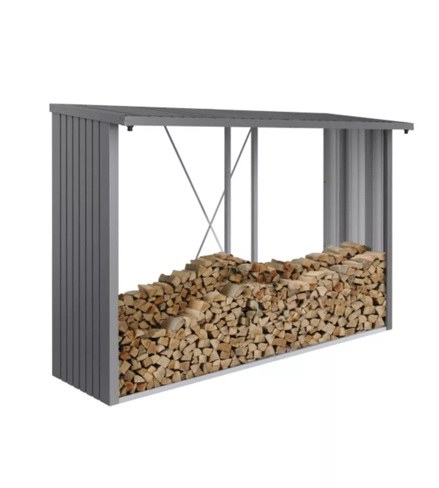 Legnaia biohort "woodstock 300" in acciaio zincato argento metallizzato, 300,7x102x199 cm - 35040