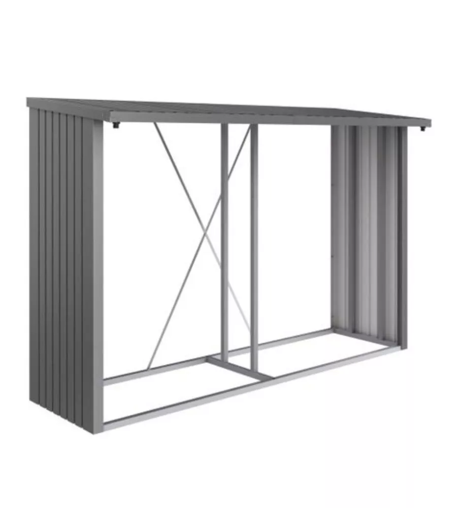 Legnaia biohort "woodstock 300" in acciaio zincato grigio quarzo metallizzato, 300,7x102x199 cm - 38040