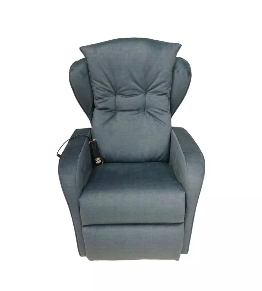 Poltrona "jolly" con recliner e alzata elettrica in tessuto blu, 75x85x108 cm