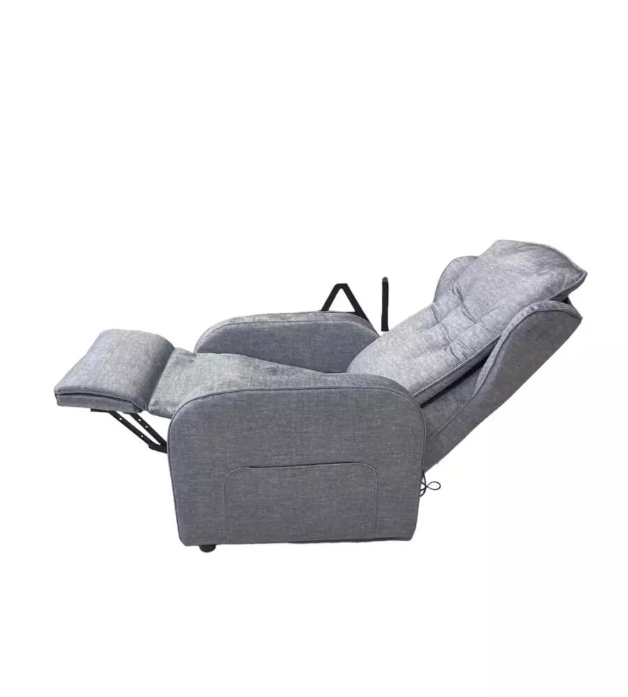 Poltrona "jolly" con recliner e alzata elettrica in tessuto grigio chiaro, 75x85x108 cm