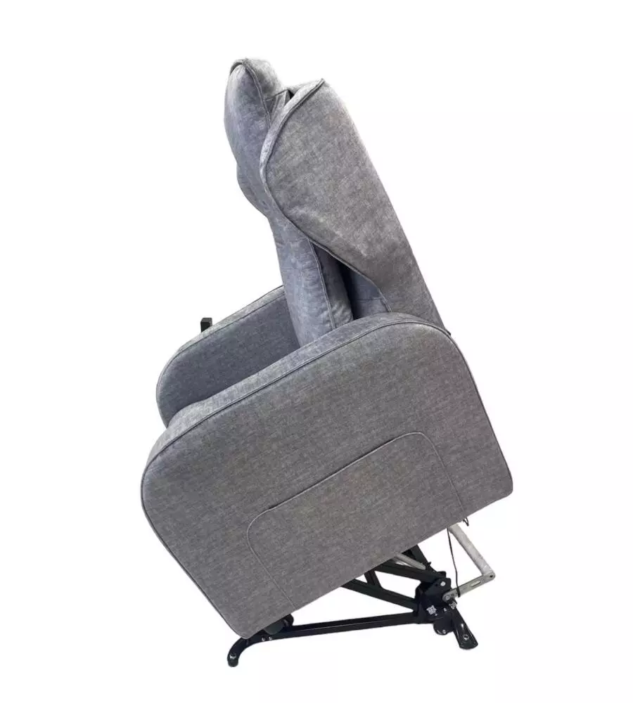 Poltrona "jolly" con recliner e alzata elettrica in tessuto grigio chiaro, 75x85x108 cm