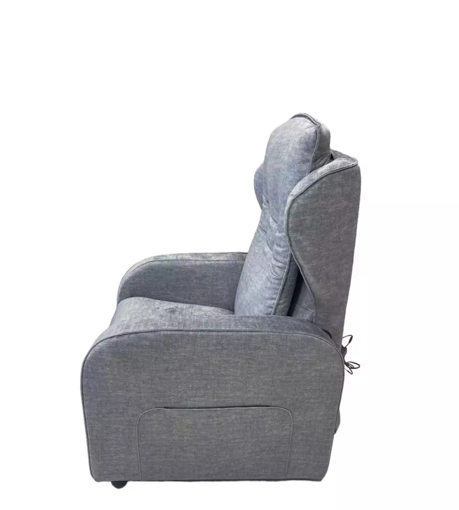 Poltrona "jolly" con recliner e alzata elettrica in tessuto grigio chiaro, 75x85x108 cm