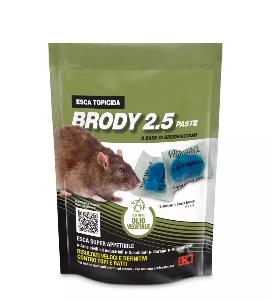 Esca topicida blu kollant "brody 2.5" con olio vegetale, 150 gr