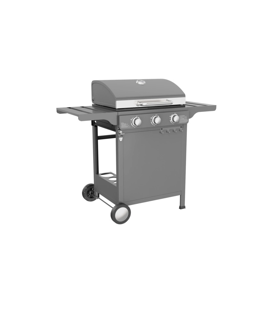 Barbecue a gas ompagrill "expert" in acciaio con 3 fuochi, 118,5x57,5x104,5 cm