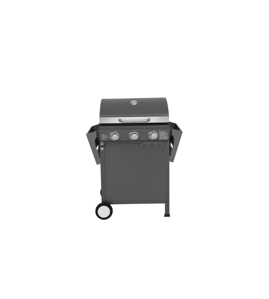 Barbecue a gas ompagrill "expert" in acciaio con 3 fuochi, 118,5x57,5x104,5 cm