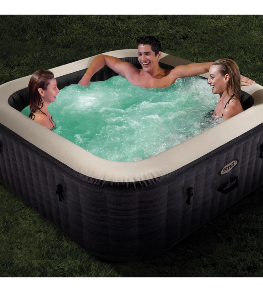 Piscina idromassaggio gonfiabile quadrata intex "greystone deluxe" 4 persone 173x173x71cm