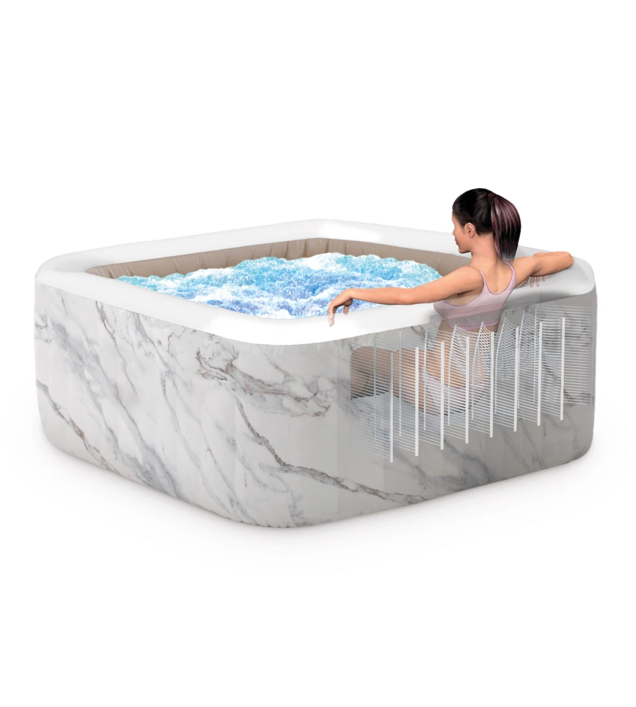 Piscina idromassaggio gonfiabile quadrata intex "calacatta dual zone" 4 persone 173x173x71cm