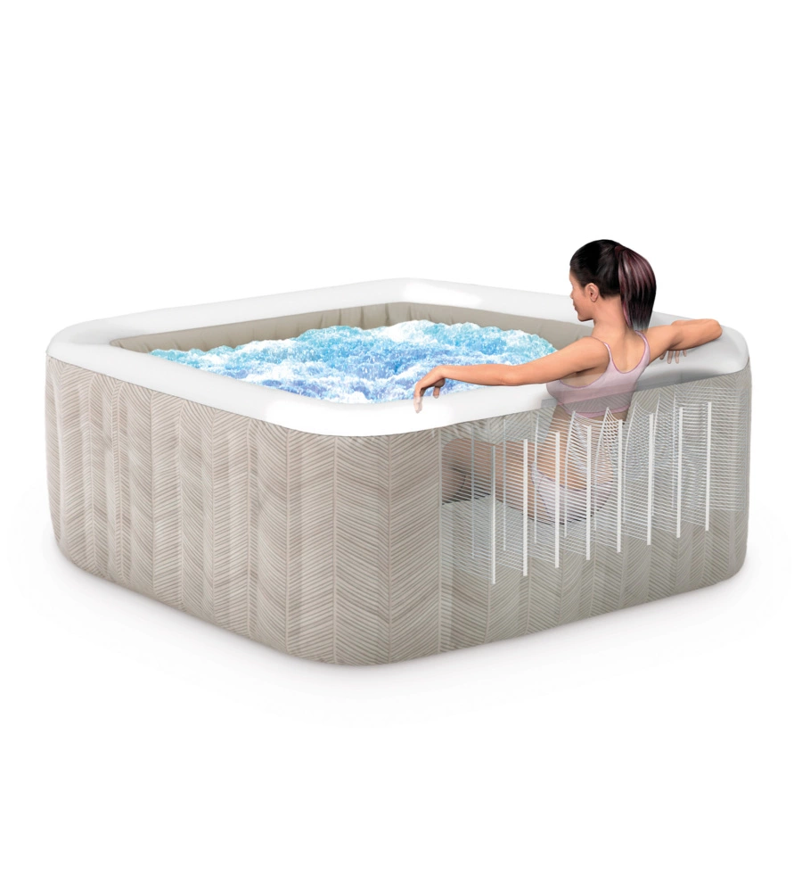 Piscina idromassaggio gonfiabile quadrata intex "chevron deluxe" 6 persone 193x193x71cm