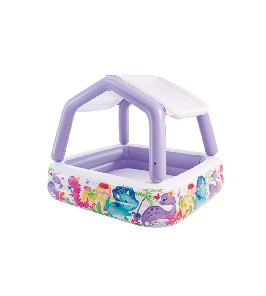 Piscina gonfiabile quadrata per bambini intex "acquario" con tettoia removibile 157x157x122 cm