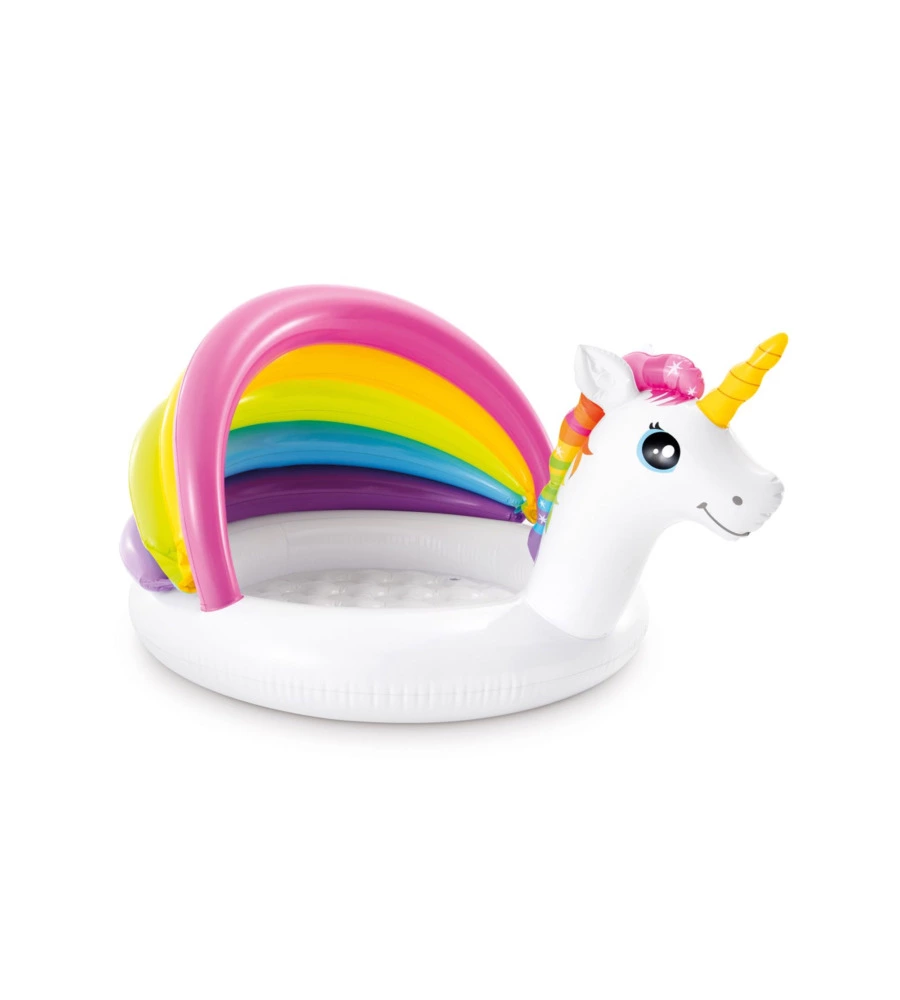 Piscina gonfiabile ovale per bambini intex "unicorno" con parasole 127x102x69 cm