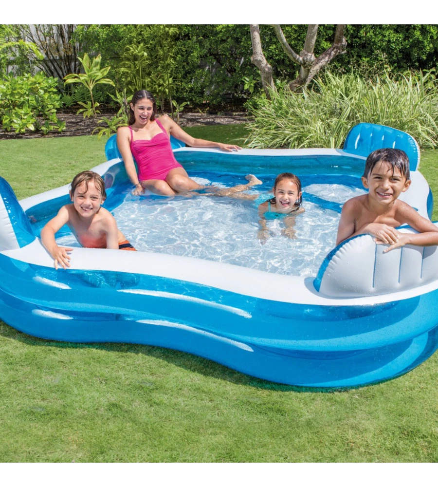 Piscina gonfiabile quadrata per bambini intex "family 4 sedili" 229x229x66 cm