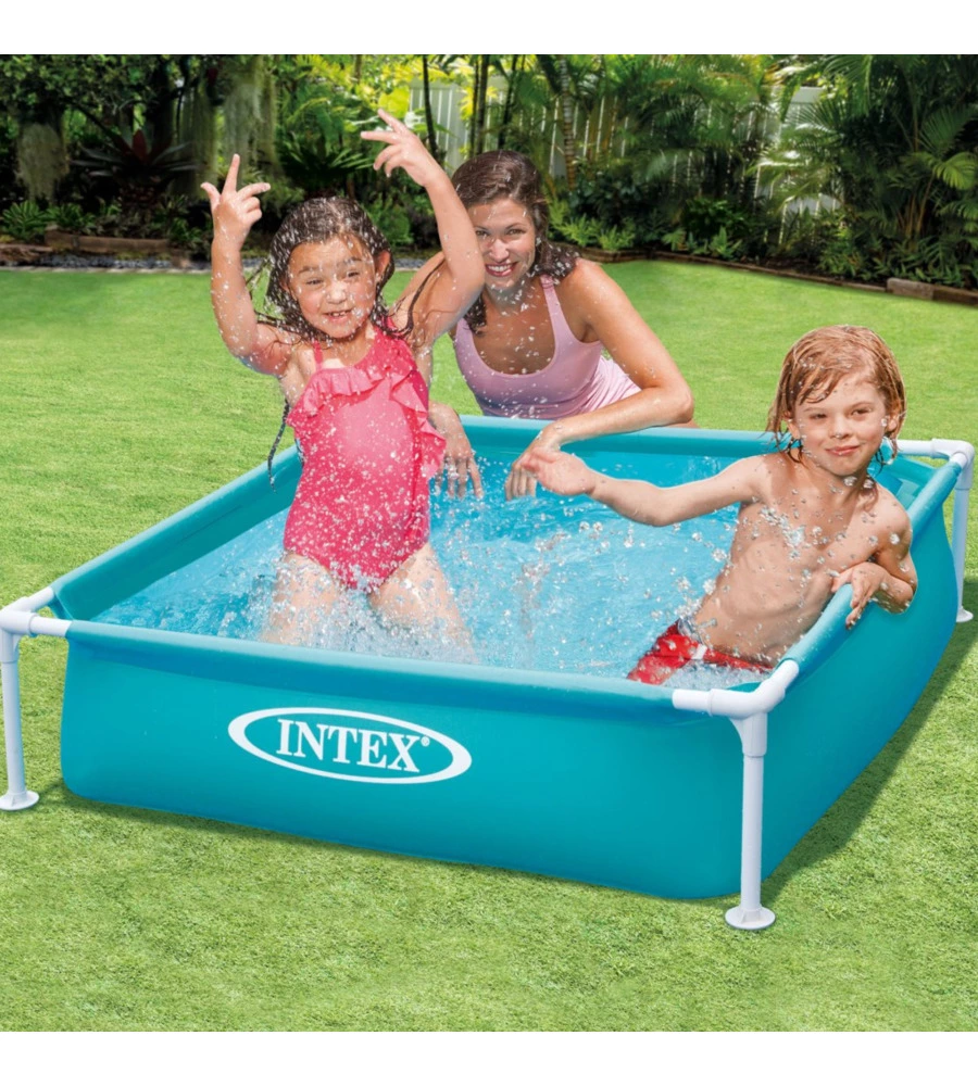 Piscina fuori terra quadrata intex "mini frame" colore celeste 122x122x30 cm