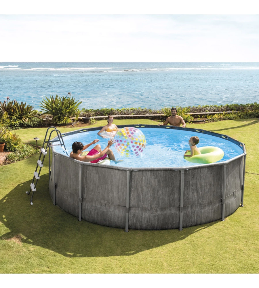 Piscina fuori terra rotonda intex "prisma greywood" 457x457x122 cm