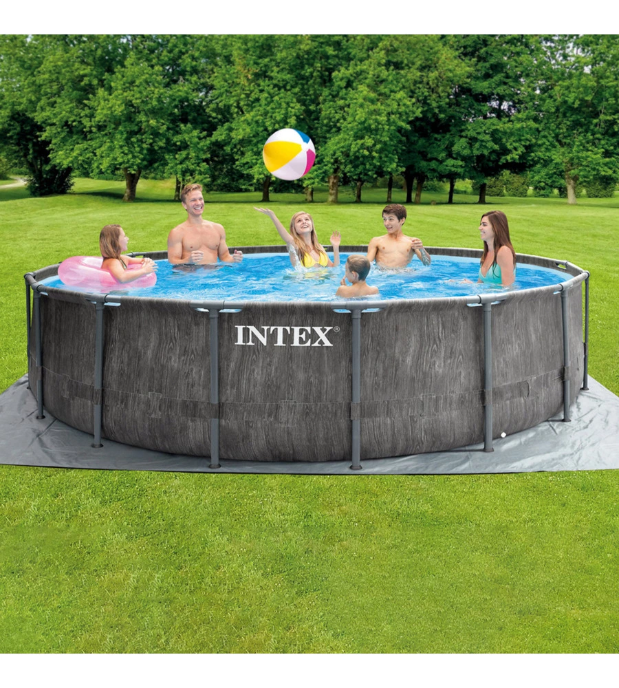 Piscina fuori terra rotonda intex "prisma greywood" 457x457x122 cm