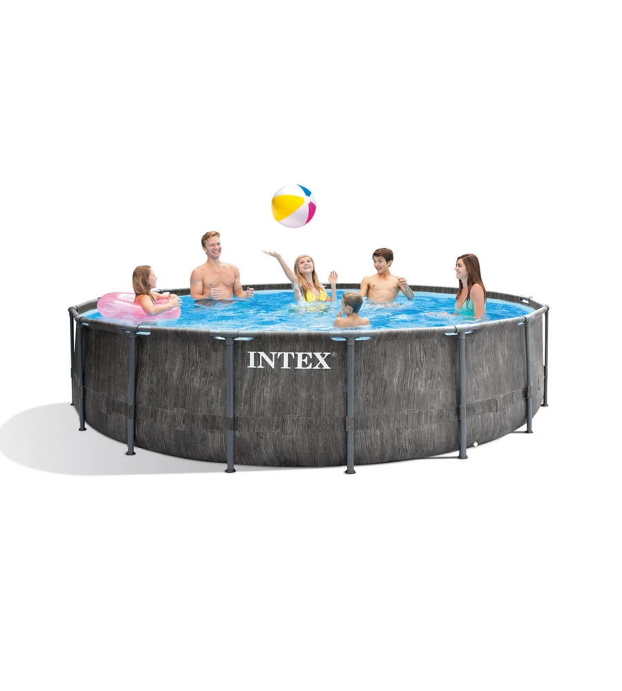 Piscina fuori terra rotonda intex "prisma greywood" 457x457x122 cm