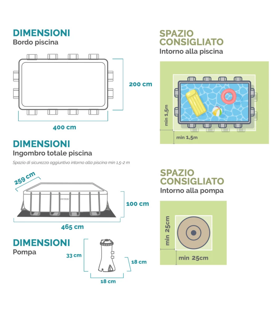 Piscina fuori terra rettangolare intex "prisma frame" 400x200x100 cm