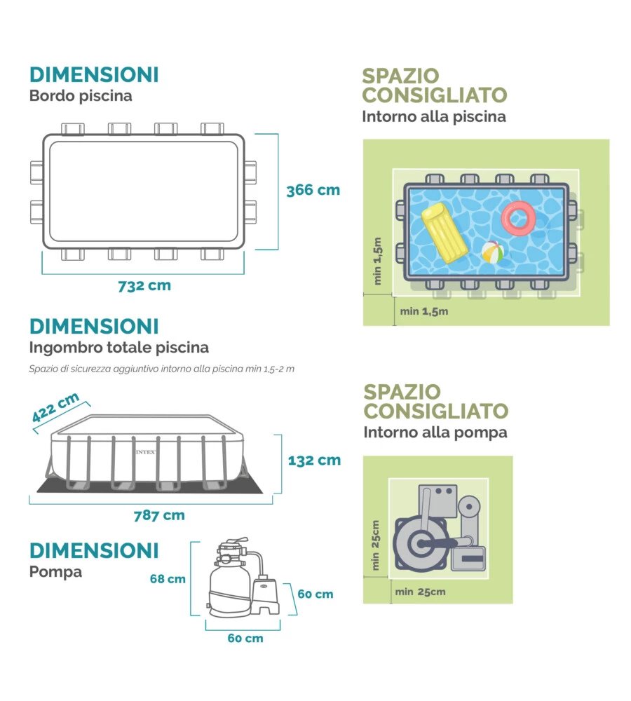 Piscina fuori terra rettangolare intex "ultra xtr frame" 732x366x132 cm - cod.26368