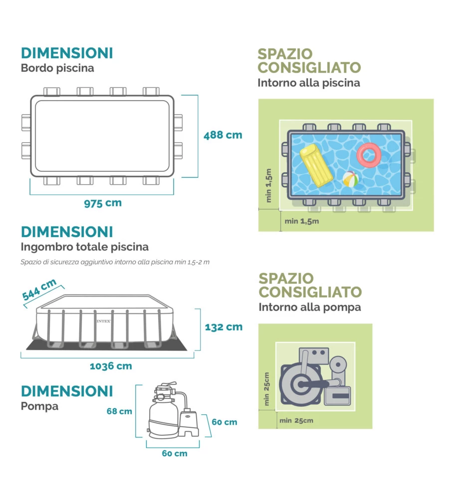 Piscina fuori terra rettangolare intex "ultra xtr frame" 975x488x132 cm - cod.26378