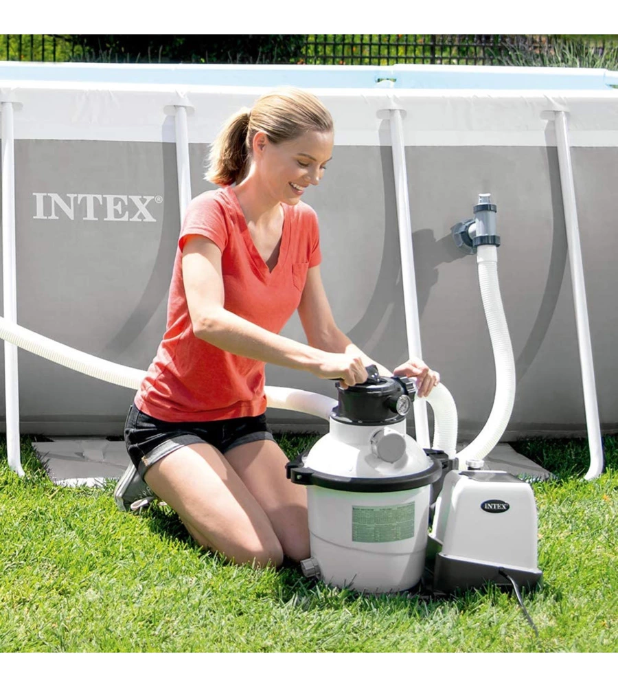 Pompa filtro a sabbia con generatore salino di cloro intex "krystal clear" 10000 l/h per piscina