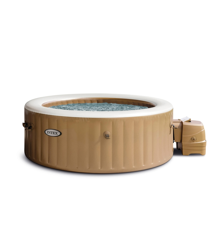 Piscina idromassaggio gonfiabile rotonda intex "bubble massage" colore beige 4 persone 196x196x71cm