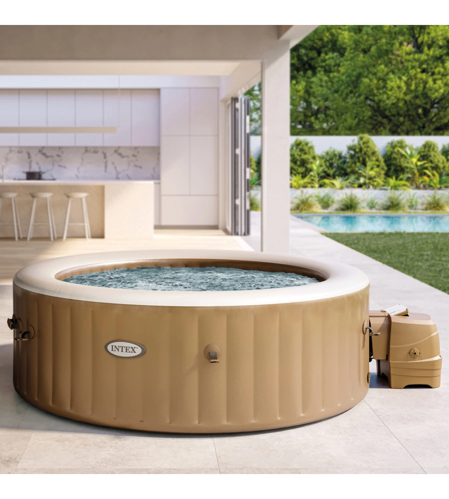 Piscina idromassaggio gonfiabile rotonda intex "bubble massage" 6 persone 216x216x71cm