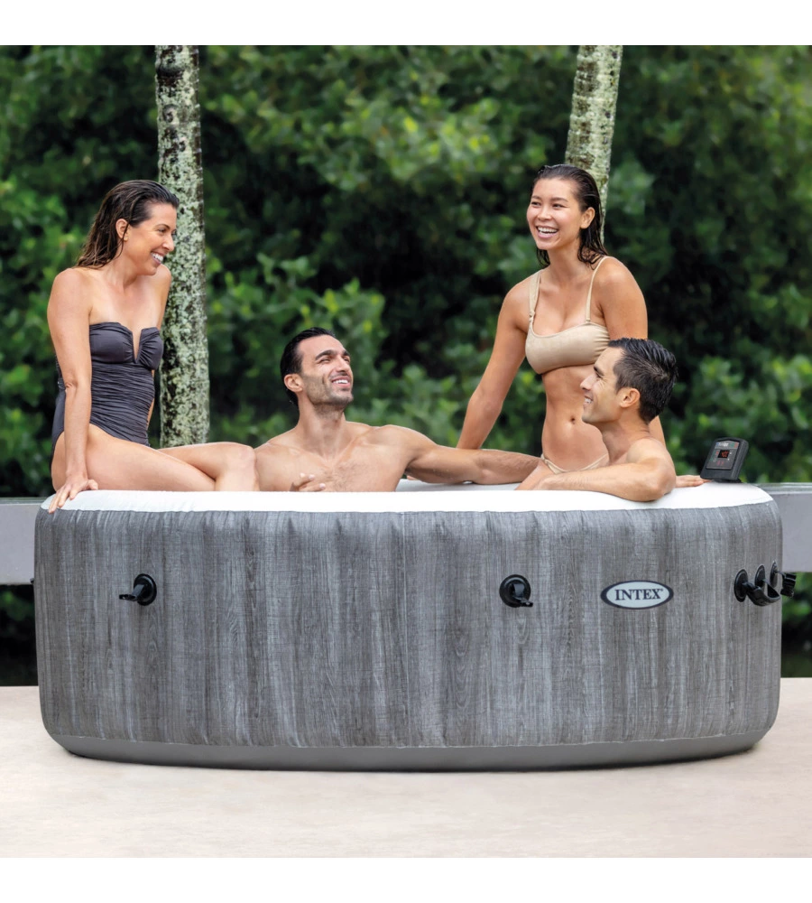 Piscina idromassaggio gonfiabile rotonda intex "greywood deluxe" 4 persone 196x196x71cm