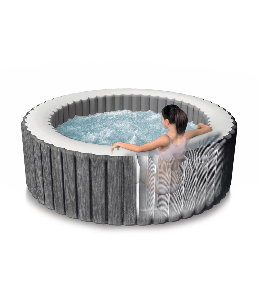 Piscina idromassaggio gonfiabile rotonda intex "greywood deluxe" 4 persone 196x196x71cm