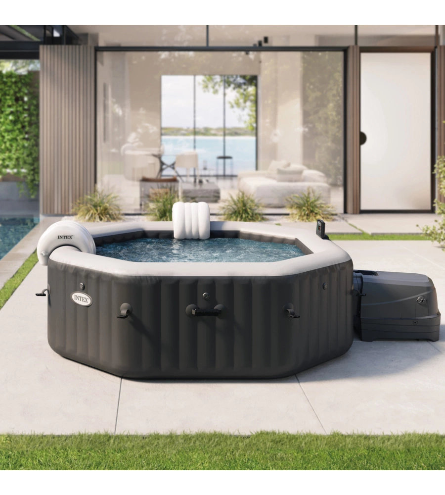 Piscina idromassaggio gonfiabile ottagonale intex "jet & bubble deluxe" 6 persone 213x213x71cm