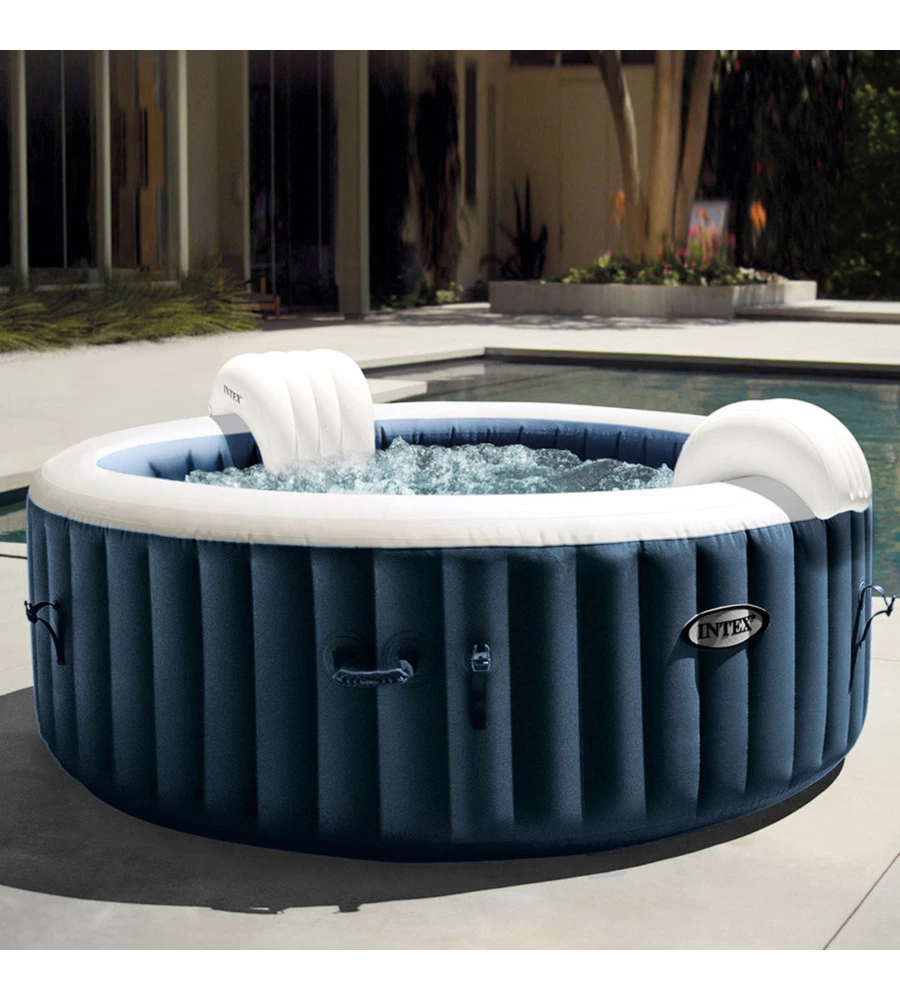 Piscina idromassaggio gonfiabile rotonda intex "bubble massage" colore blu 4 persone 196x196x71cm