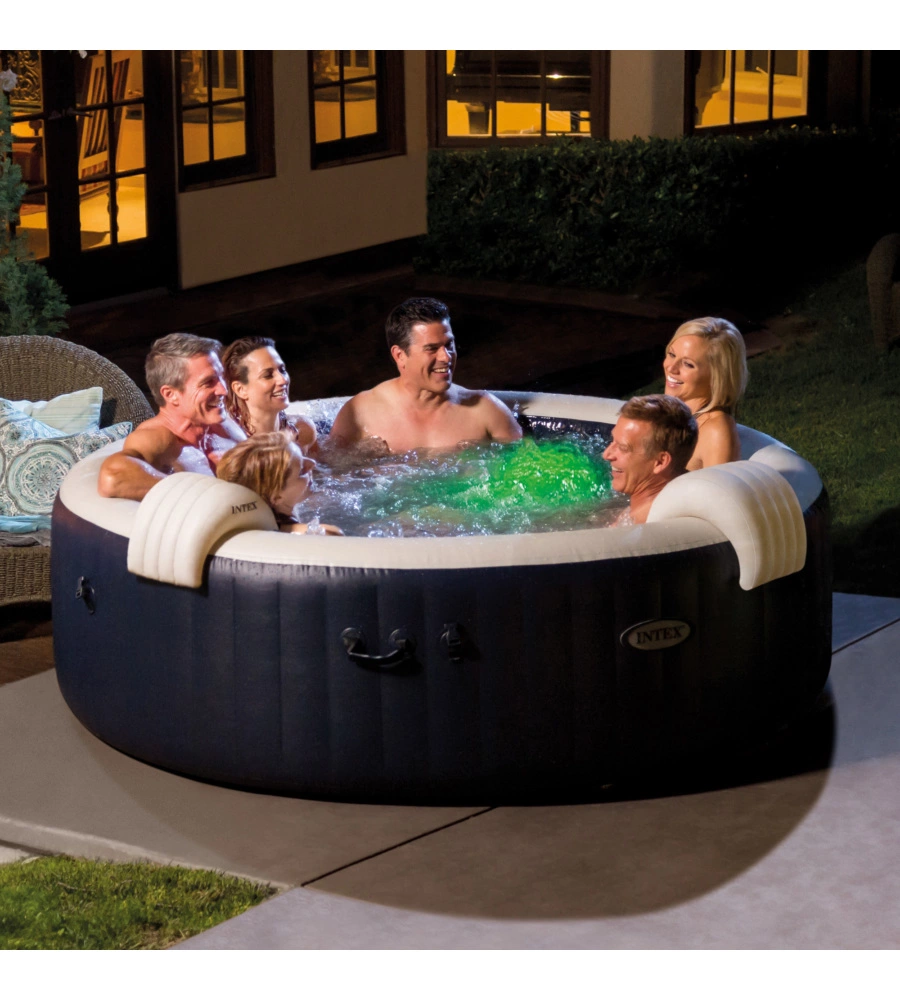 Piscina idromassaggio gonfiabile rotonda intex "bubble massage" 6 persone 216x216x71cm