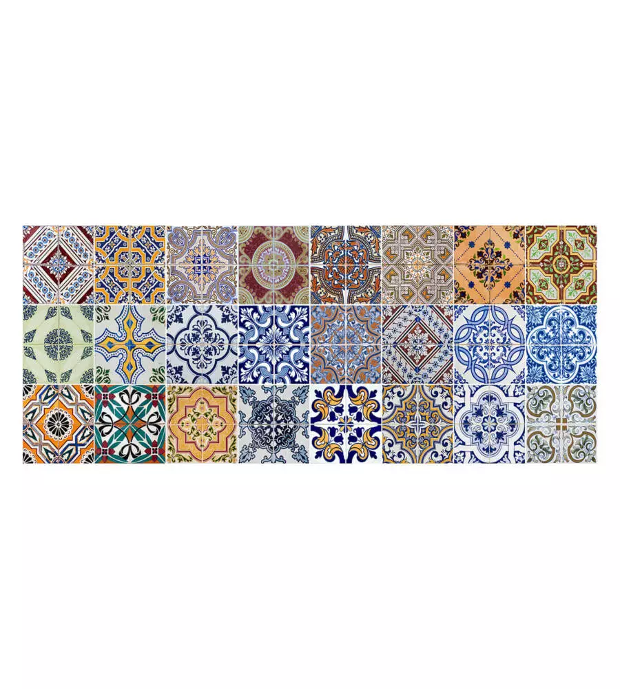 Passatoia in vinile "runner" fantasia "spring tile carpet", 120x50 cm