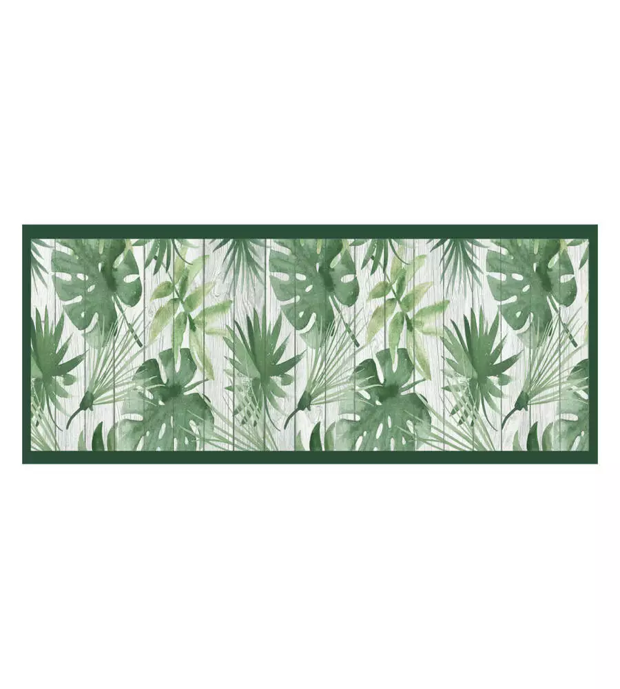 Passatoia in vinile "runner" fantasia "green tropical", 120x50 cm